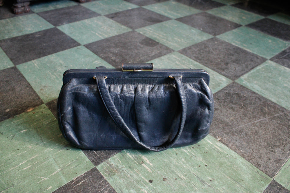 1960s Gray Supple Leather Purse