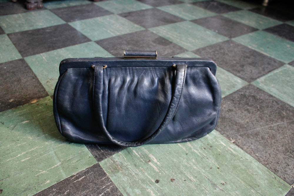 1960s Gray Supple Leather Purse