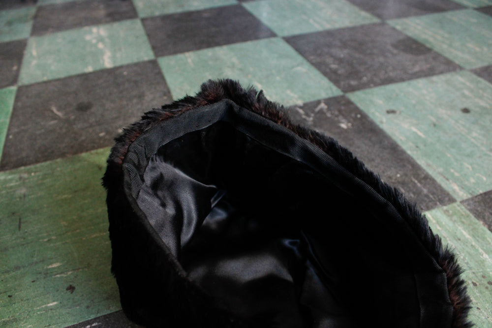 1950s Black Fur Winter Hat