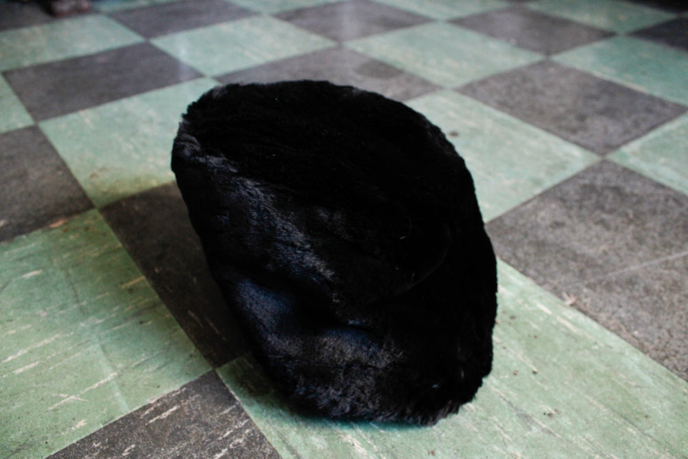 1950s Black Fur Winter Hat