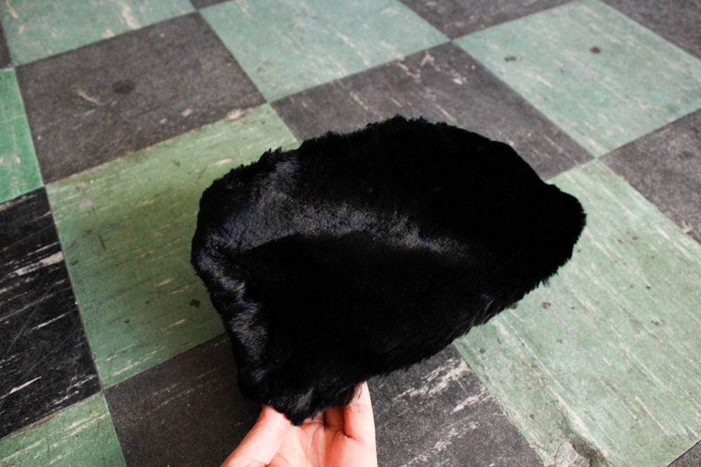 1950s Black Fur Winter Hat