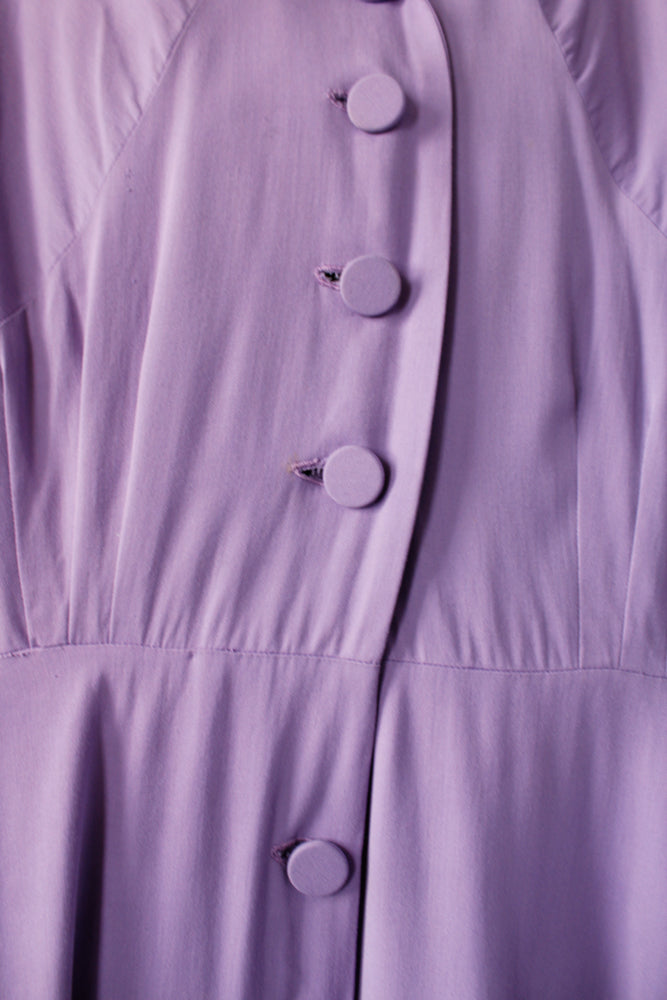 1940s Gabardine Lavender Purple Dress - XL