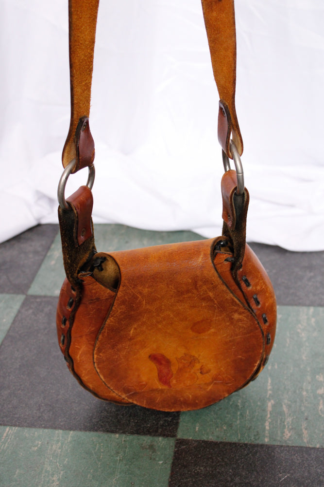 1970s Leather Purse with a Embossed Squirrel