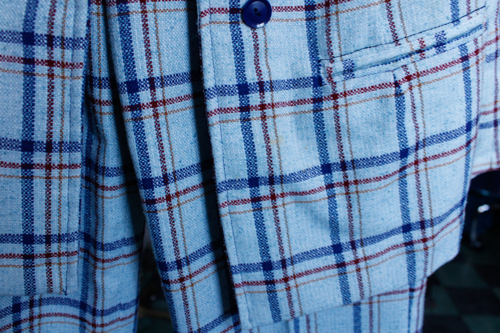 1970s Plaid 2pc Pantsuit - Small