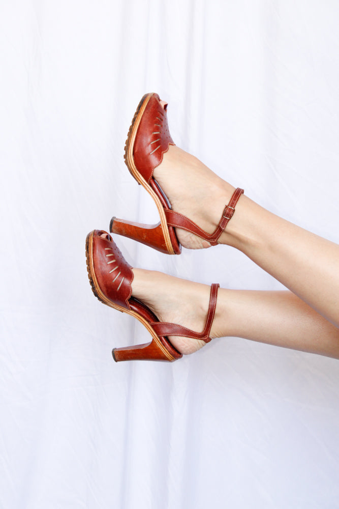 1970s Zodiac Oxblood Leather Heels - 8M