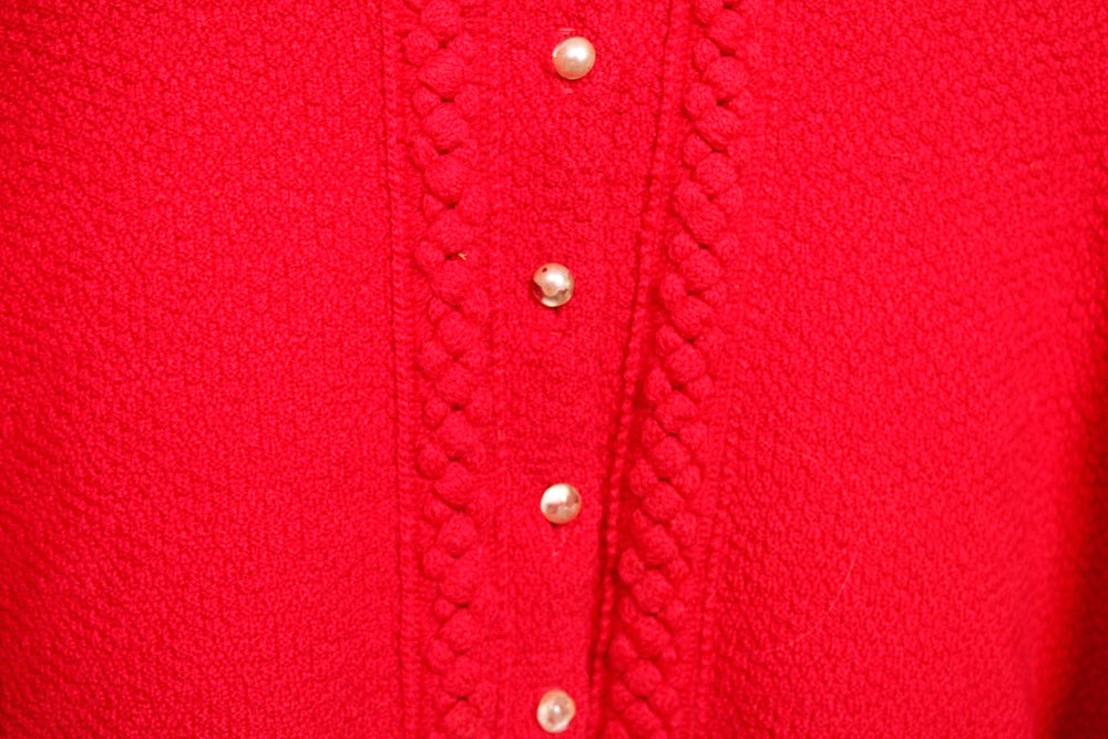 1950s Cropped Wool Berry Cardigan - Med