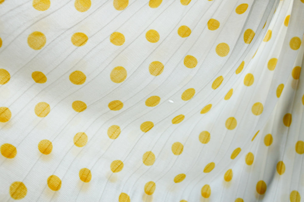 1950s Jerry Gilden Yellow & White Polka Dot Dress - S/M