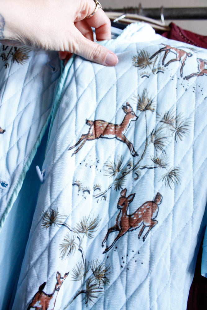 1960s Venus Form Deer Print Pjs - Small