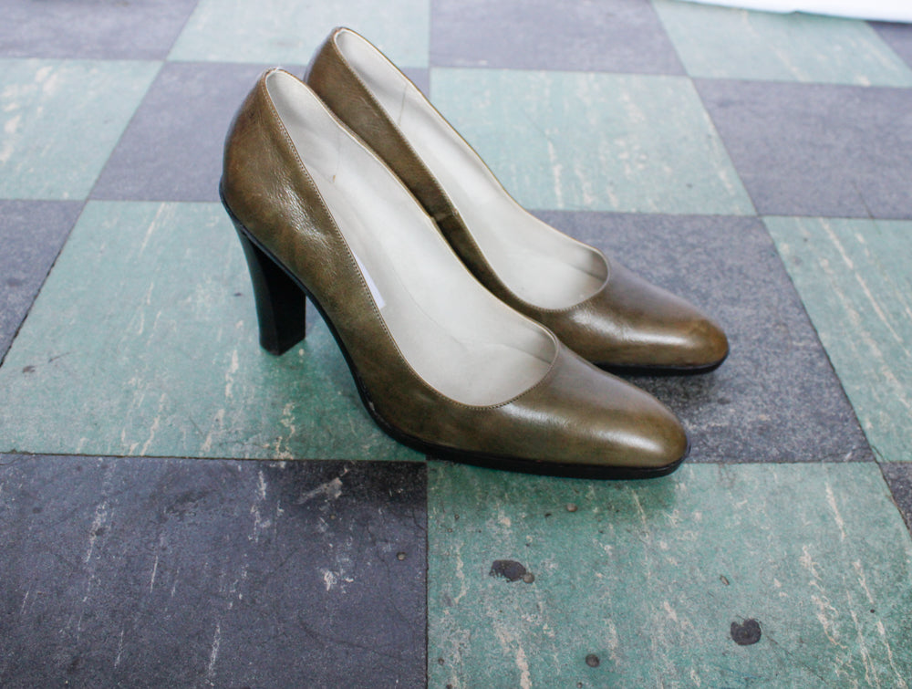 1990s Designer Diana Boussard Leather Heels - 8.5M