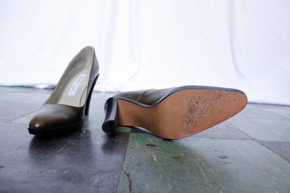 1990s Designer Diana Boussard Leather Heels - 8.5M