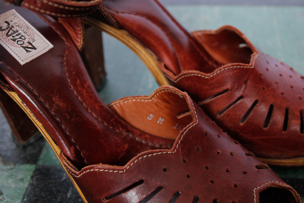 1970s Zodiac Oxblood Leather Heels - 8M