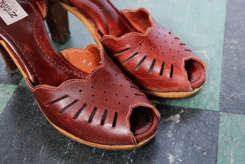 1970s Zodiac Oxblood Leather Heels - 8M