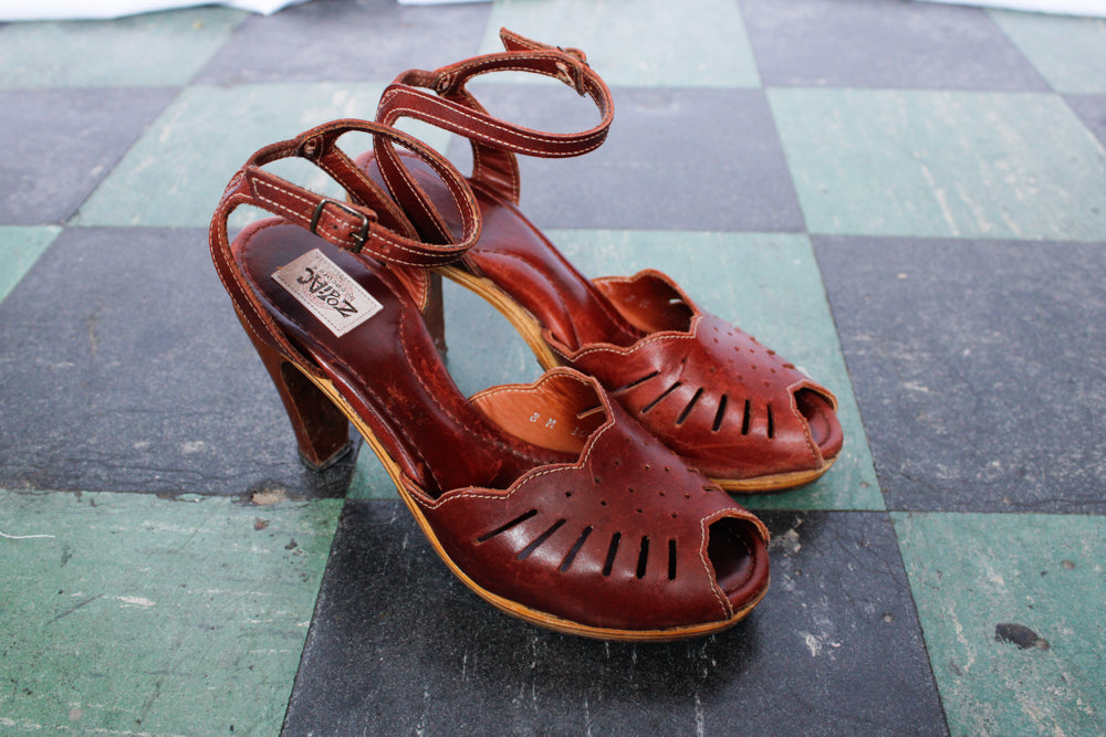 1970s Zodiac Oxblood Leather Heels - 8M