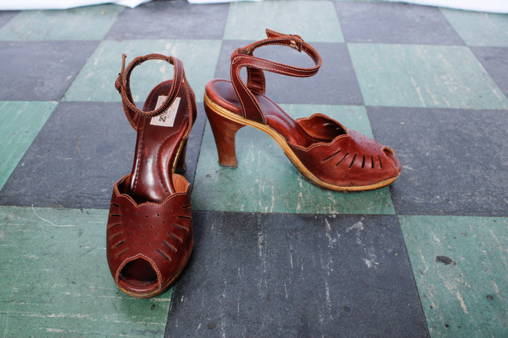 1970s Zodiac Oxblood Leather Heels - 8M