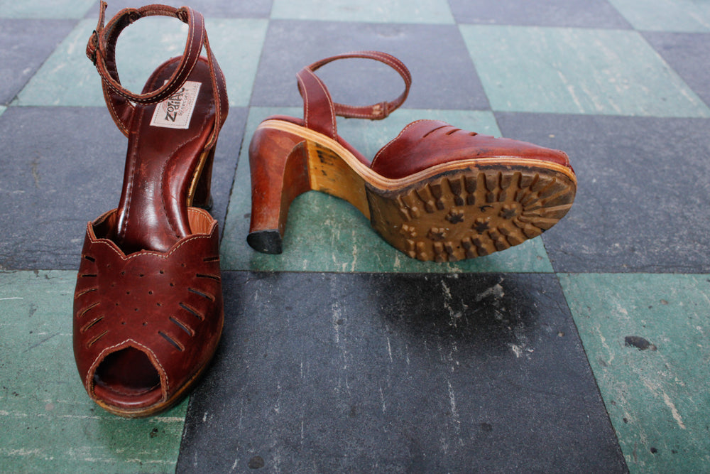 1970s Zodiac Oxblood Leather Heels - 8M