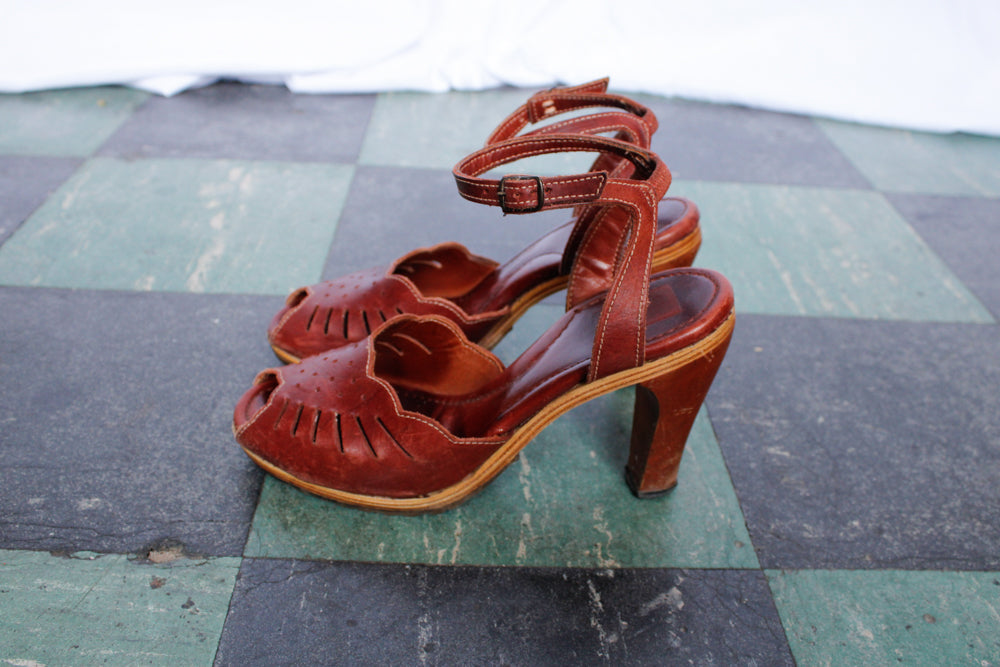 1970s Zodiac Oxblood Leather Heels - 8M