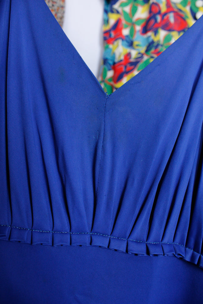 1940s Blue Jersey Kalmour Dress - Small