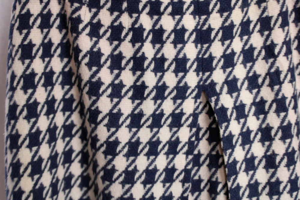 1960s Houndstooth Navy & White Skirt - Small