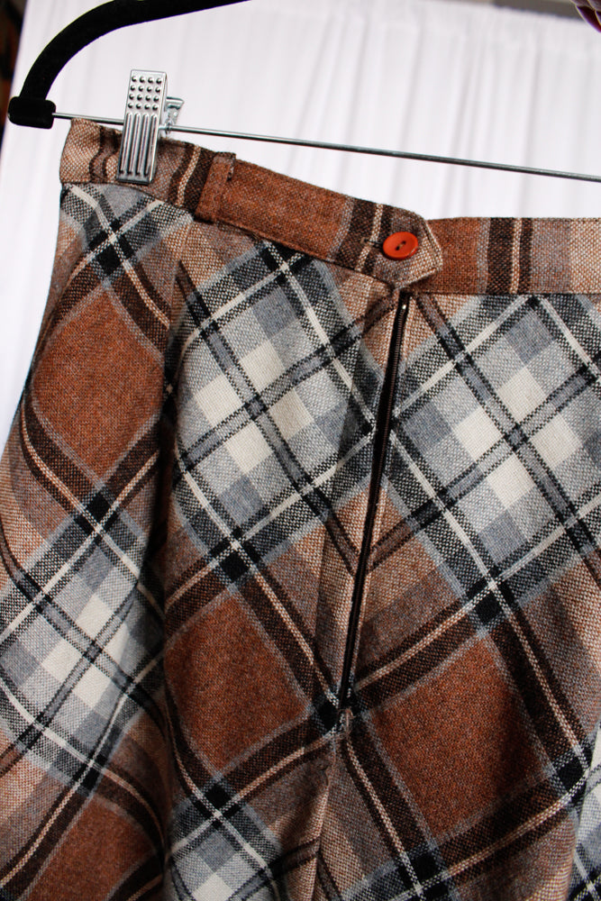 1980s Plaid Wool Skirt - S/M