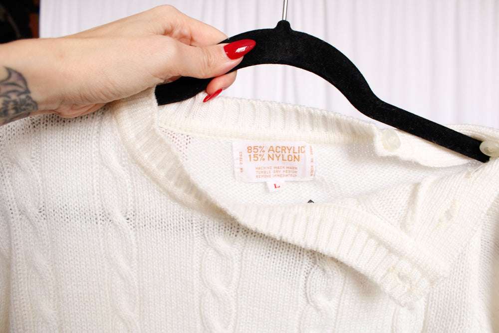 1980s Ivory Acrylic Sweater - S/M