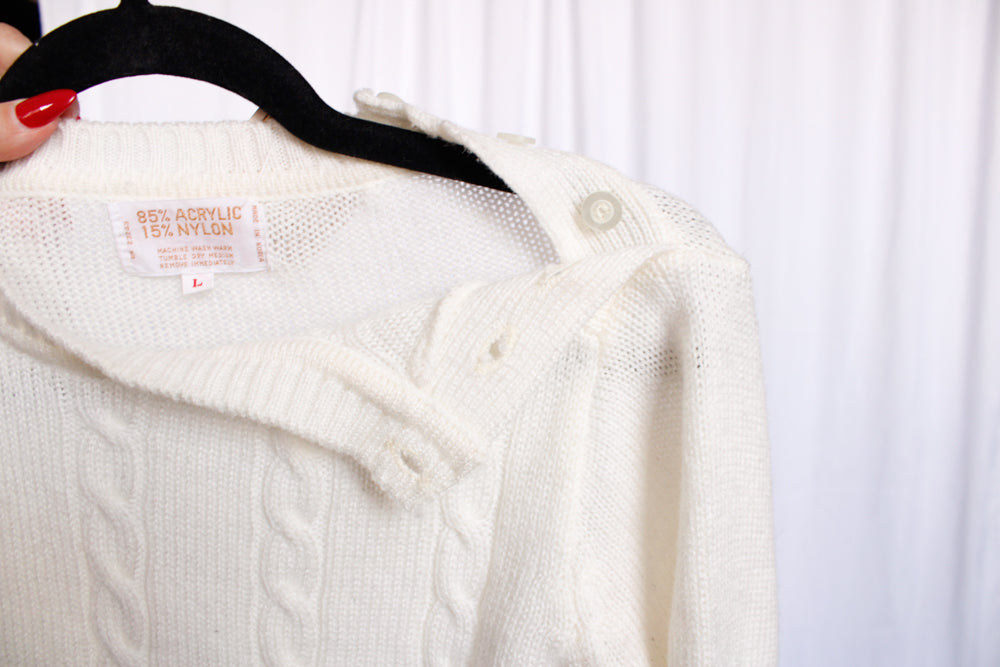 1980s Ivory Acrylic Sweater - S/M