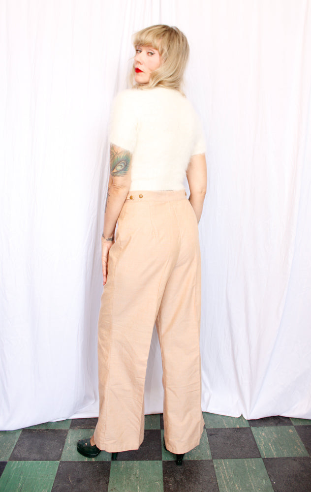 1970s Tan Wide Leg High Waist Pant - Medium