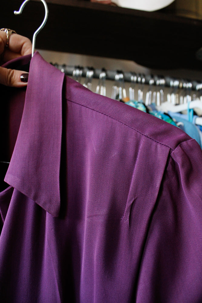 1940s Purple Gabardine Suit - Large