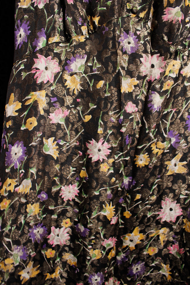 1930s Floral Lamé & Silk Gown - S/M