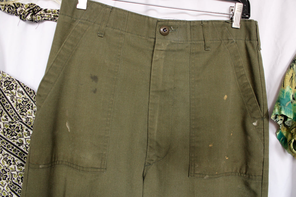 1970s Army Cotton Twill Pants - 32 waist