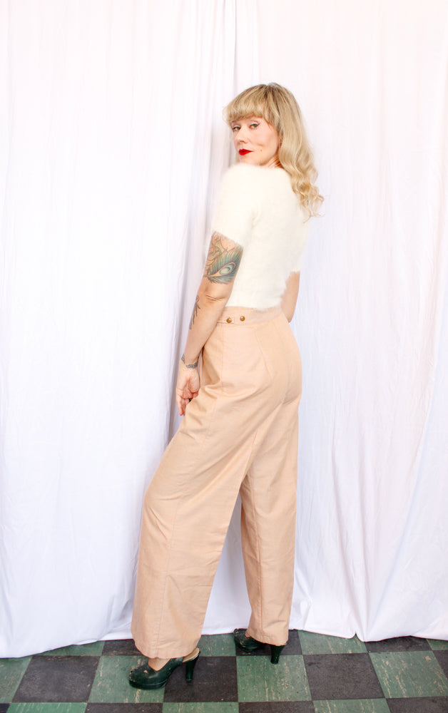 1970s Tan Wide Leg High Waist Pant - Medium