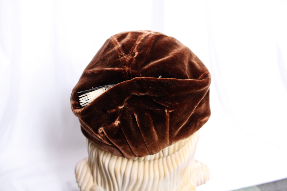 1920s Velvet Brown Tam