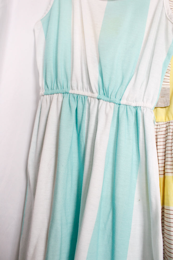 1980s Aqua & White Stripe Summer Dress - S/M