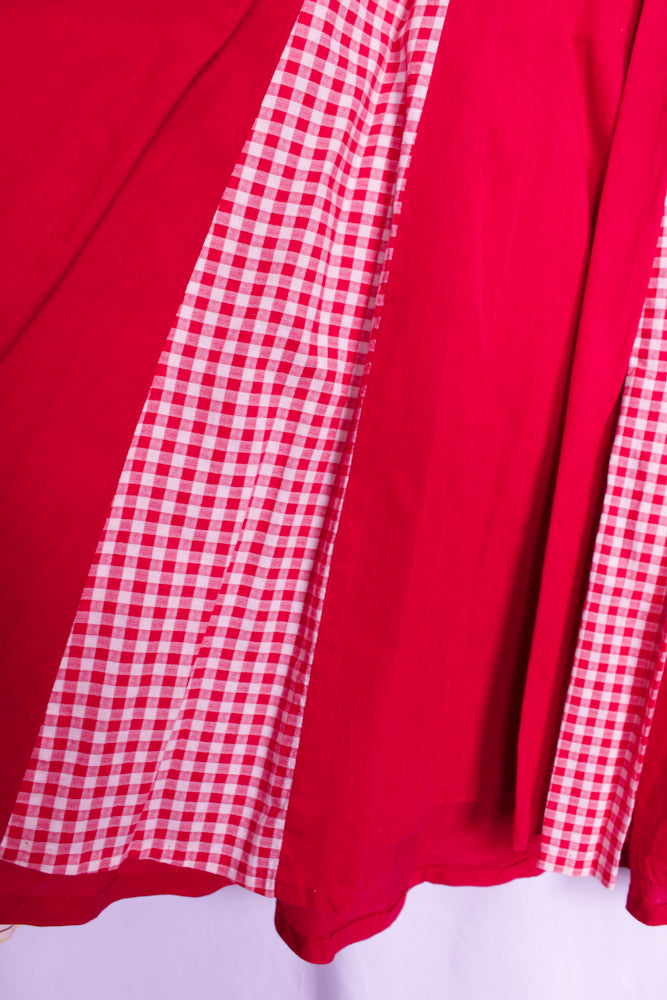 1950s Magenta Pink Peekaboo Gingham Dress - Small