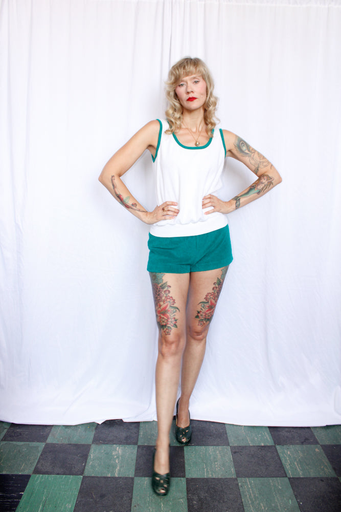 1980s Terry Cloth Tank & Shorts Set - Medium