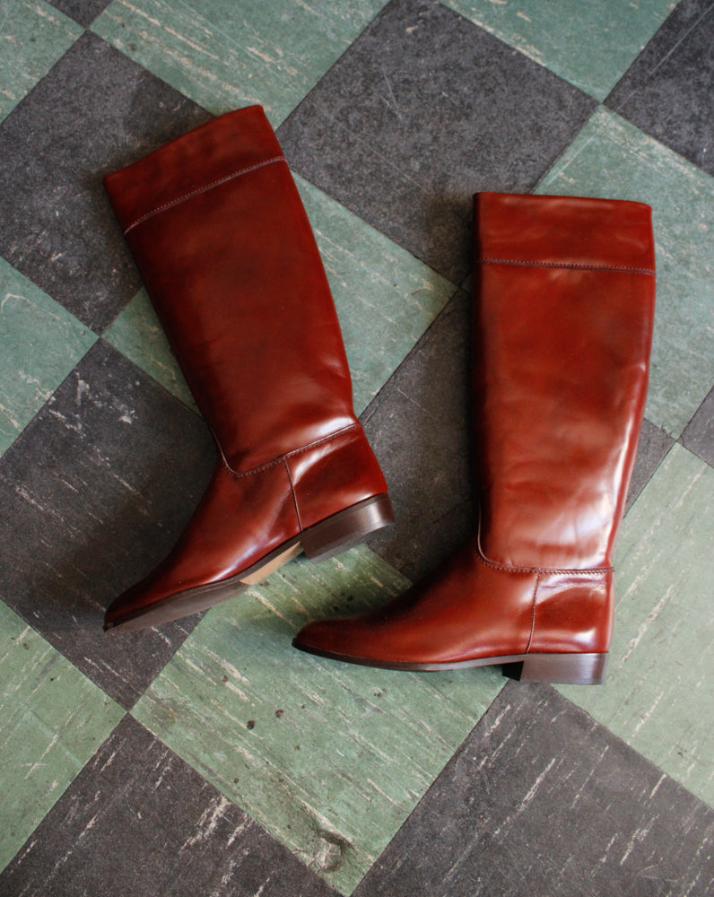 1990s Charles David Oxblood Leather Tall Boots - 6.5