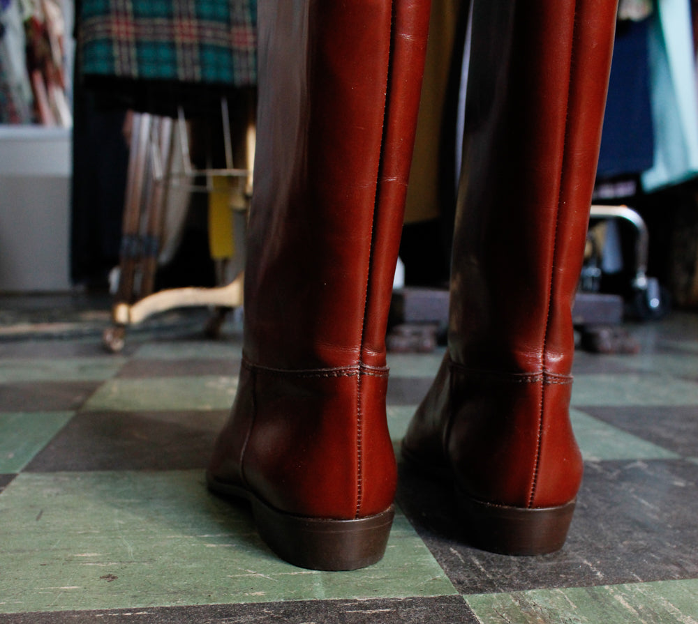 1990s Charles David Oxblood Leather Tall Boots - 6.5