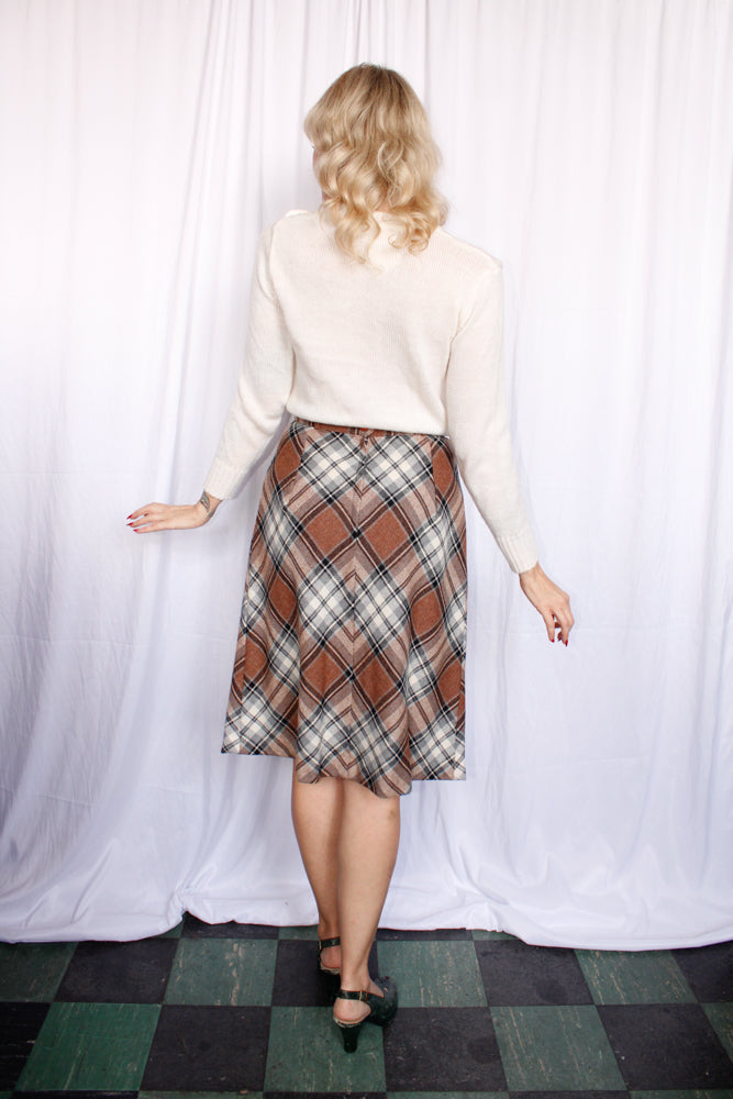 1980s Plaid Wool Skirt - S/M