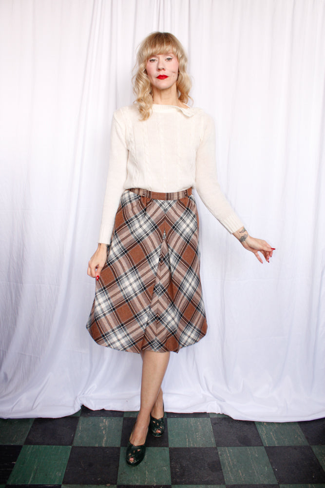 1980s Plaid Wool Skirt - S/M