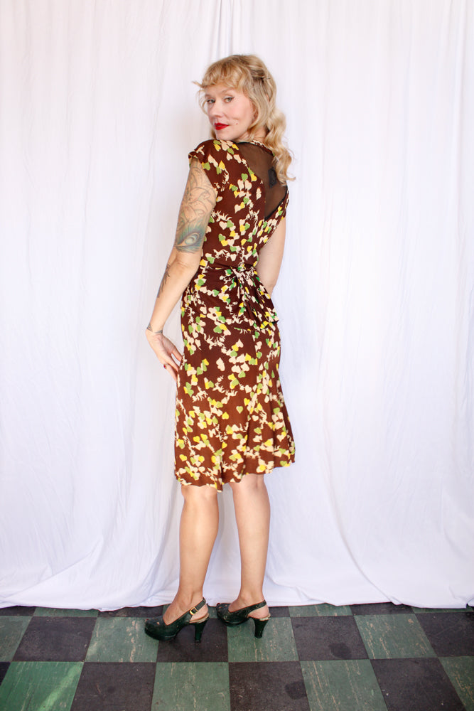 1940s Horse Novelty Print Rayon Jersey Dress - Xsmall