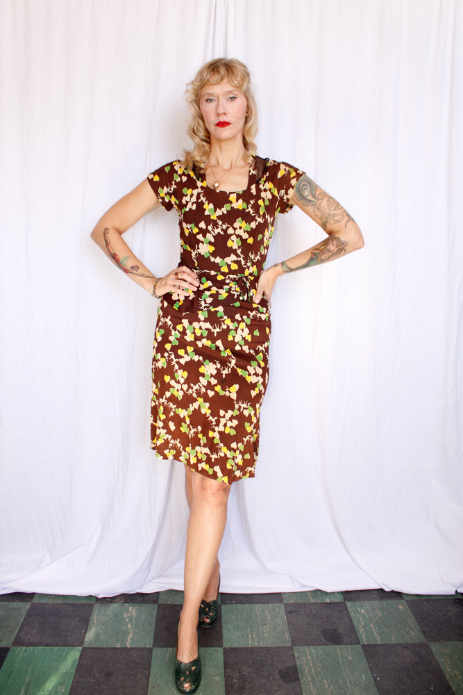 1940s Horse Novelty Print Rayon Jersey Dress - Xsmall