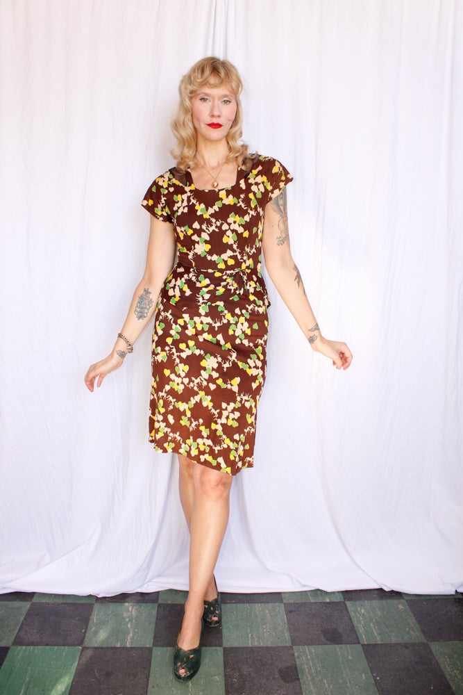 1940s Horse Novelty Print Rayon Jersey Dress - Xsmall