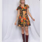1970s Floral Flutter Sleeve Mini Dress - Medium