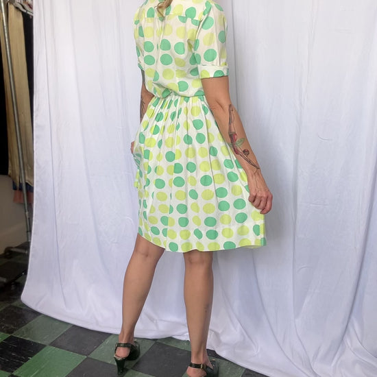1950s Polka Dot Blouse & Skirt Set - Small