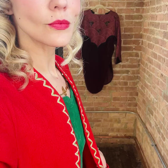 1940s Mexican Tourist Wool Jacket with Appliqués - Med