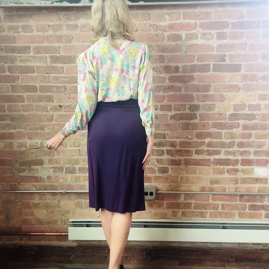 1940s Purple Gabardine Skirt - 28 waist