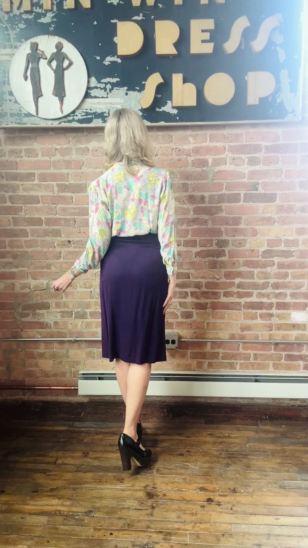 1940s Purple Gabardine Skirt - 28 waist