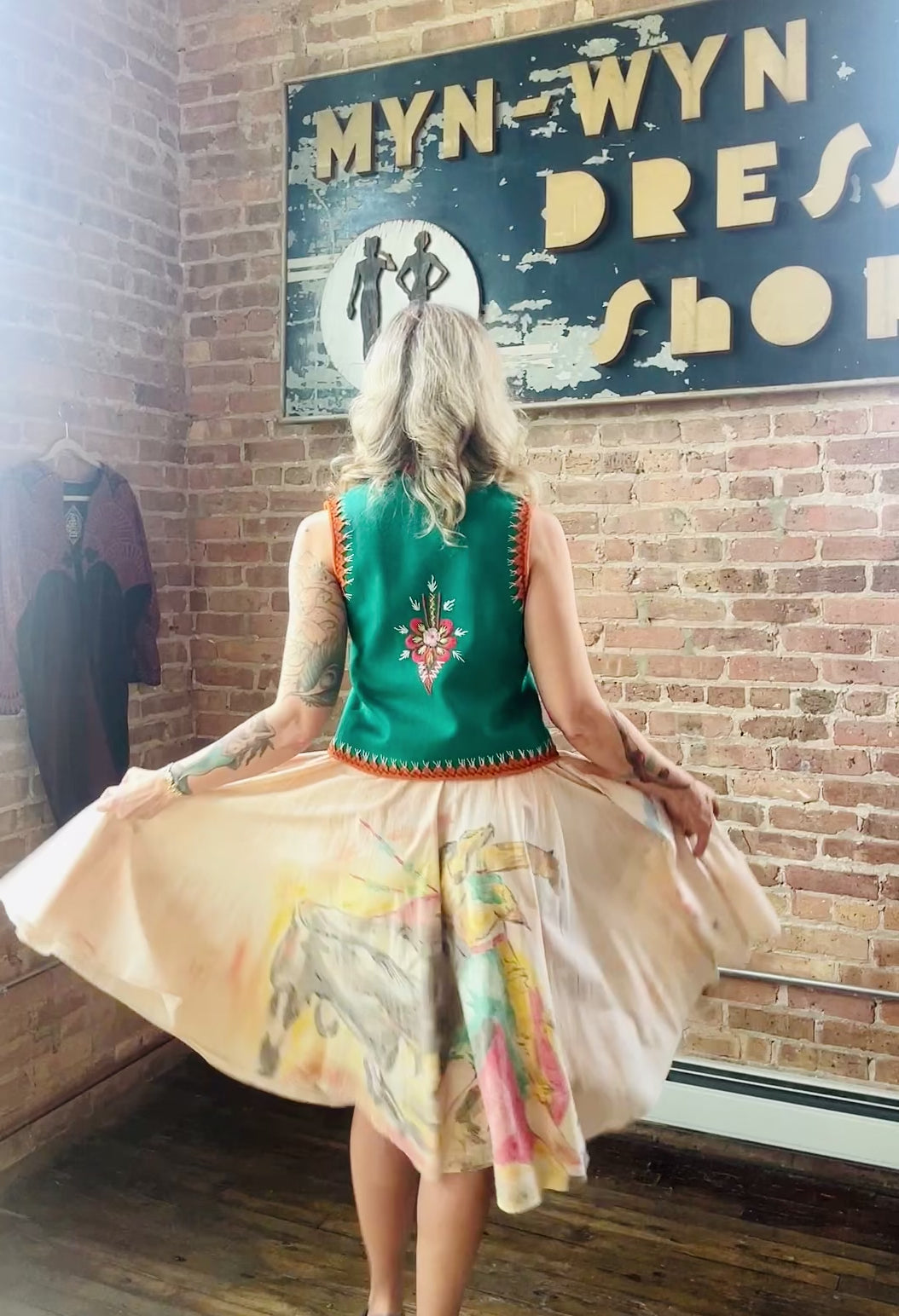 1940s Hand-painted Double Side Mexican Circle Skirt - Medium