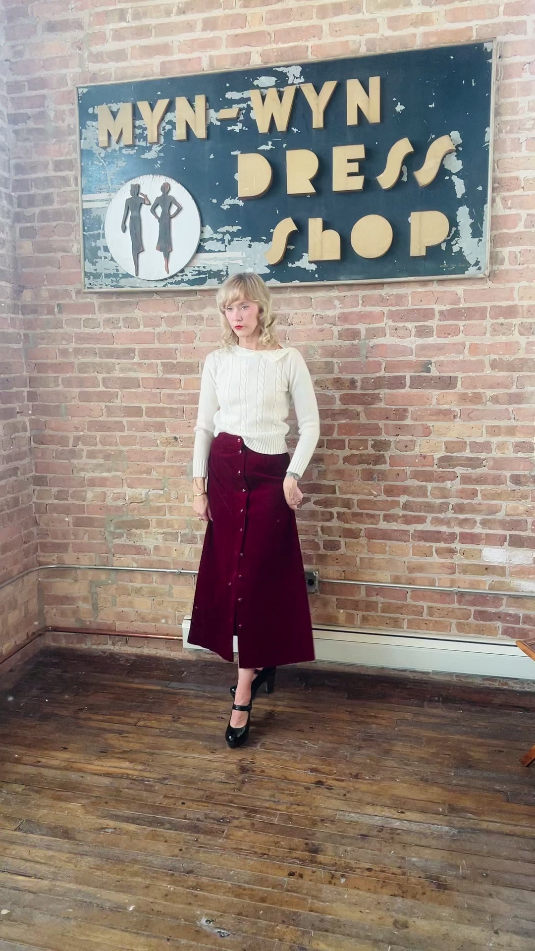 1970s Burgundy Corduroy Maxi Skirt - Medium