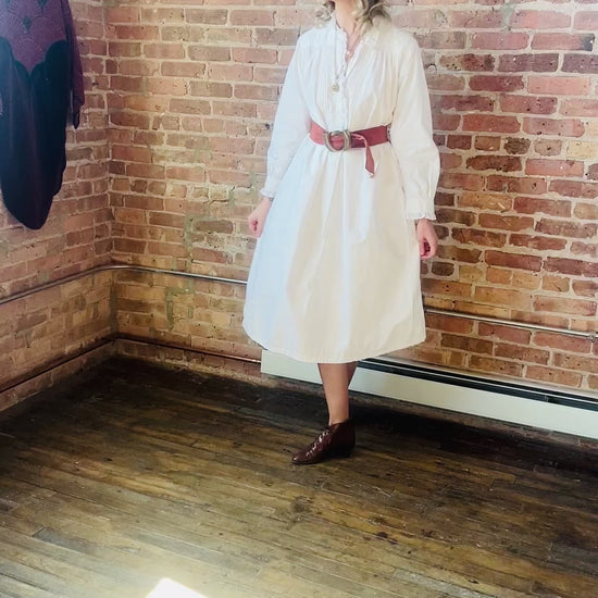 1900s Edwardian Cotton Night Dress - Medium