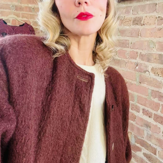 1990s Cocoa Brown Mohair Wool Coat - Medium to Large